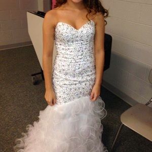 White beaded prom/pageant dress!